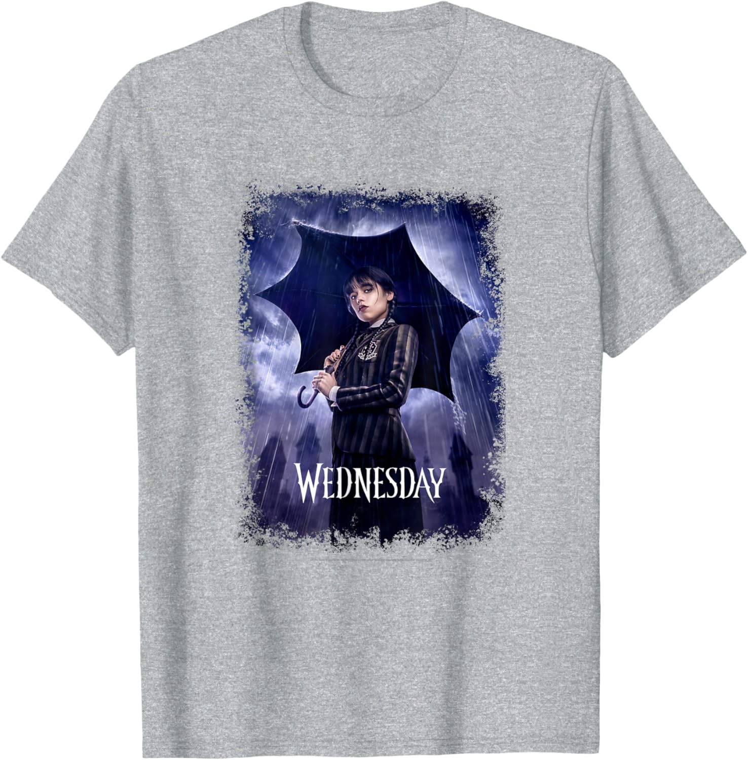 Wednesday Black Umbrella Rain Portrait T-Shirt for Fashion Lovers - 9