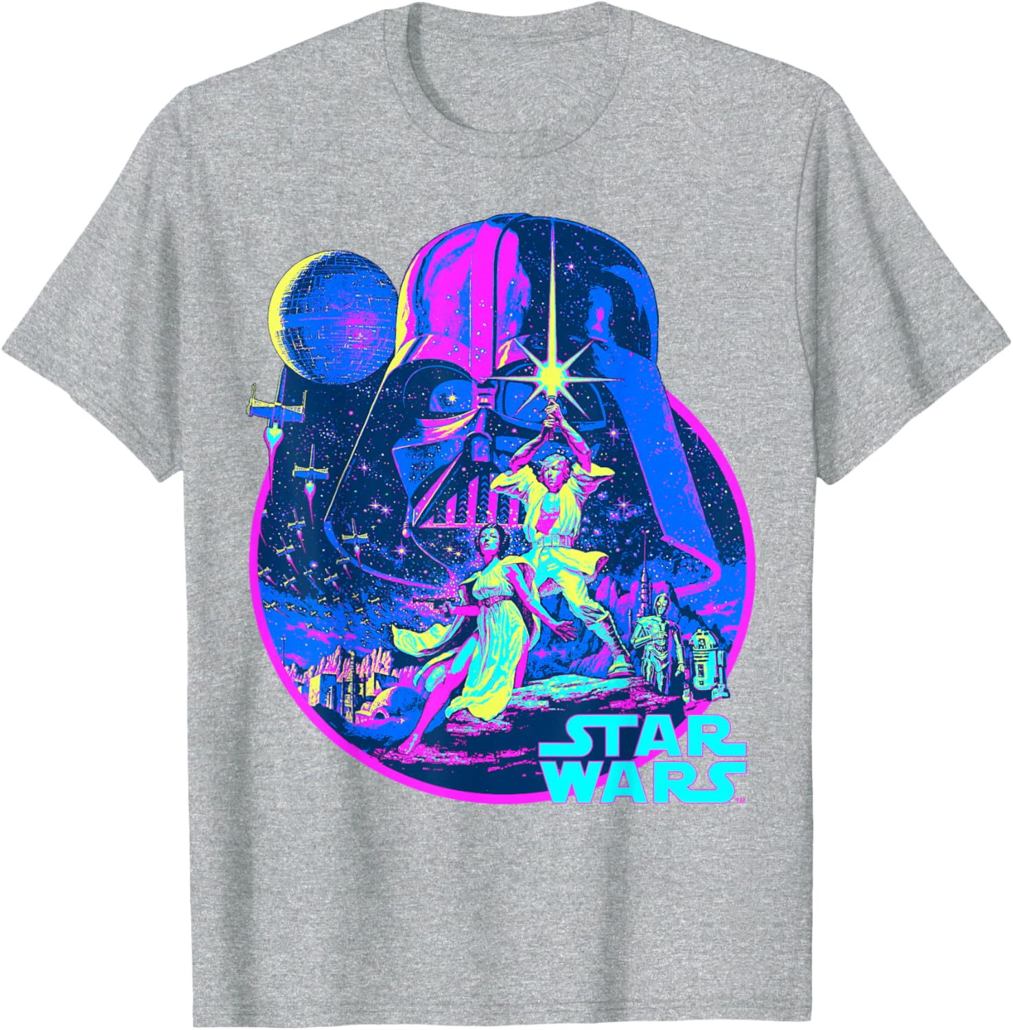 Star Wars Neon Poster T-Shirt for Fans of Disney Classic Adventure - 7