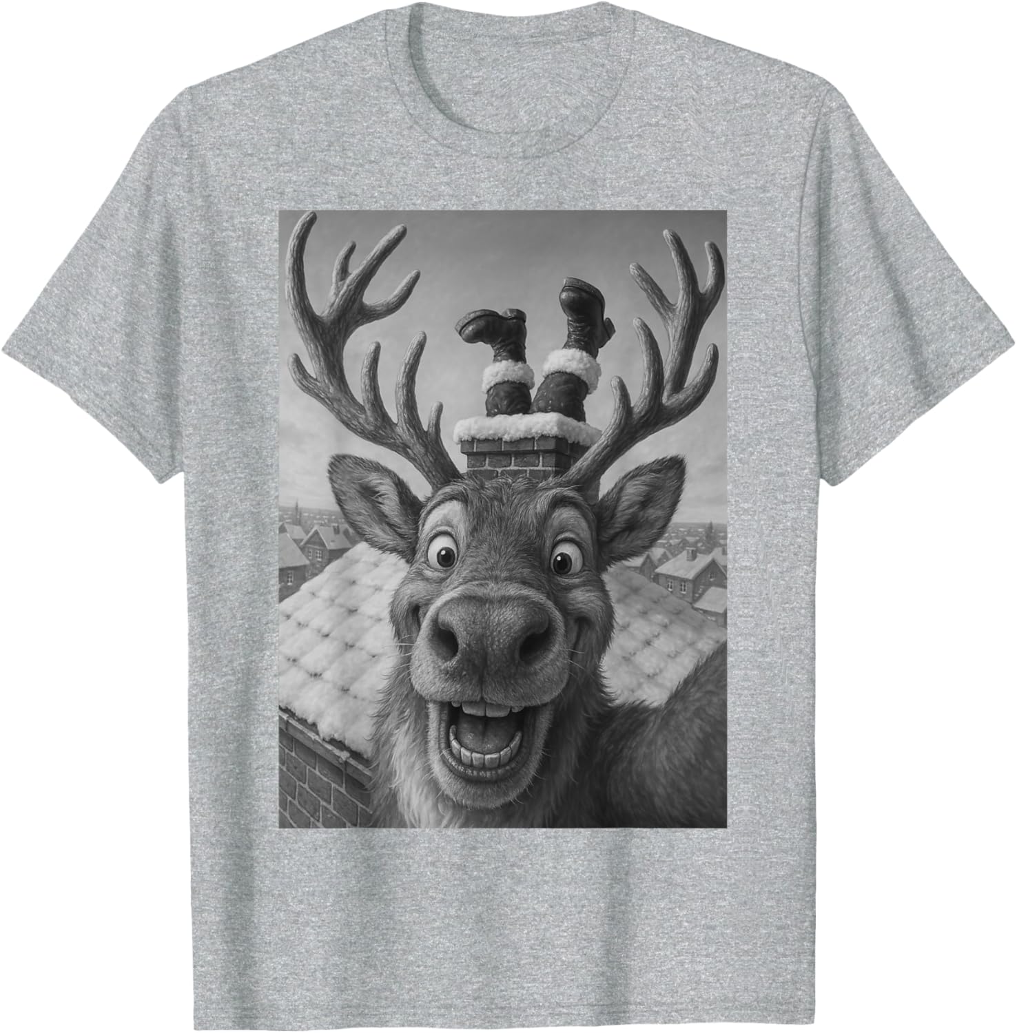 Funny Reindeer Selfie Santa Christmas T-Shirt for Kids and Adults - 6
