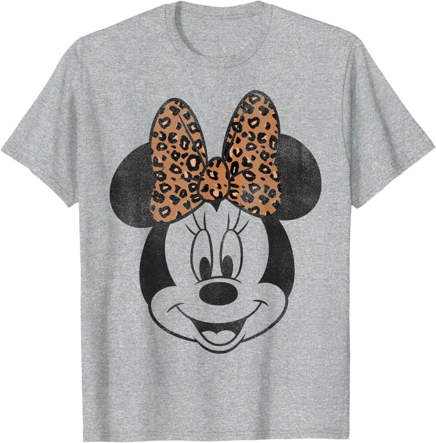 Vintage Disney Minnie Mouse Distressed Leopard Bow T-Shirt for Women - 10